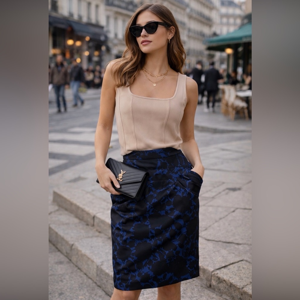 Marc Jacobs Pencil Skirt, Navy/Black, Floral, Elaborate Pockets, Women’s (US S)